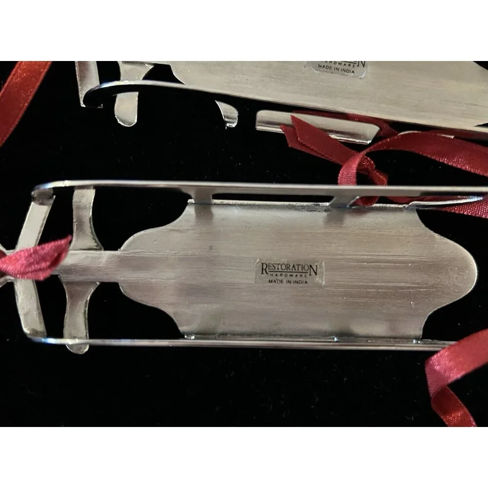 Set Of Five (5) Restoration Hardware Sled Christmas Ornaments
